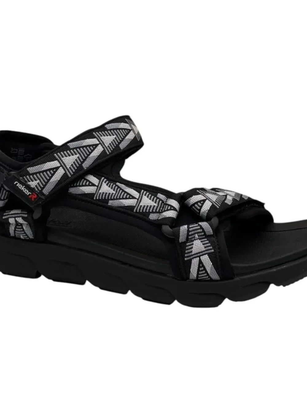 Rieker Men's Cesar 02 Sport Adjustable Walking Sandals Size 10/EU 43 Black/Grey